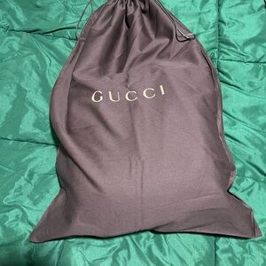 Authentic Large Gucci Brown Drawstring Dust Bag with Gold Logo Accent